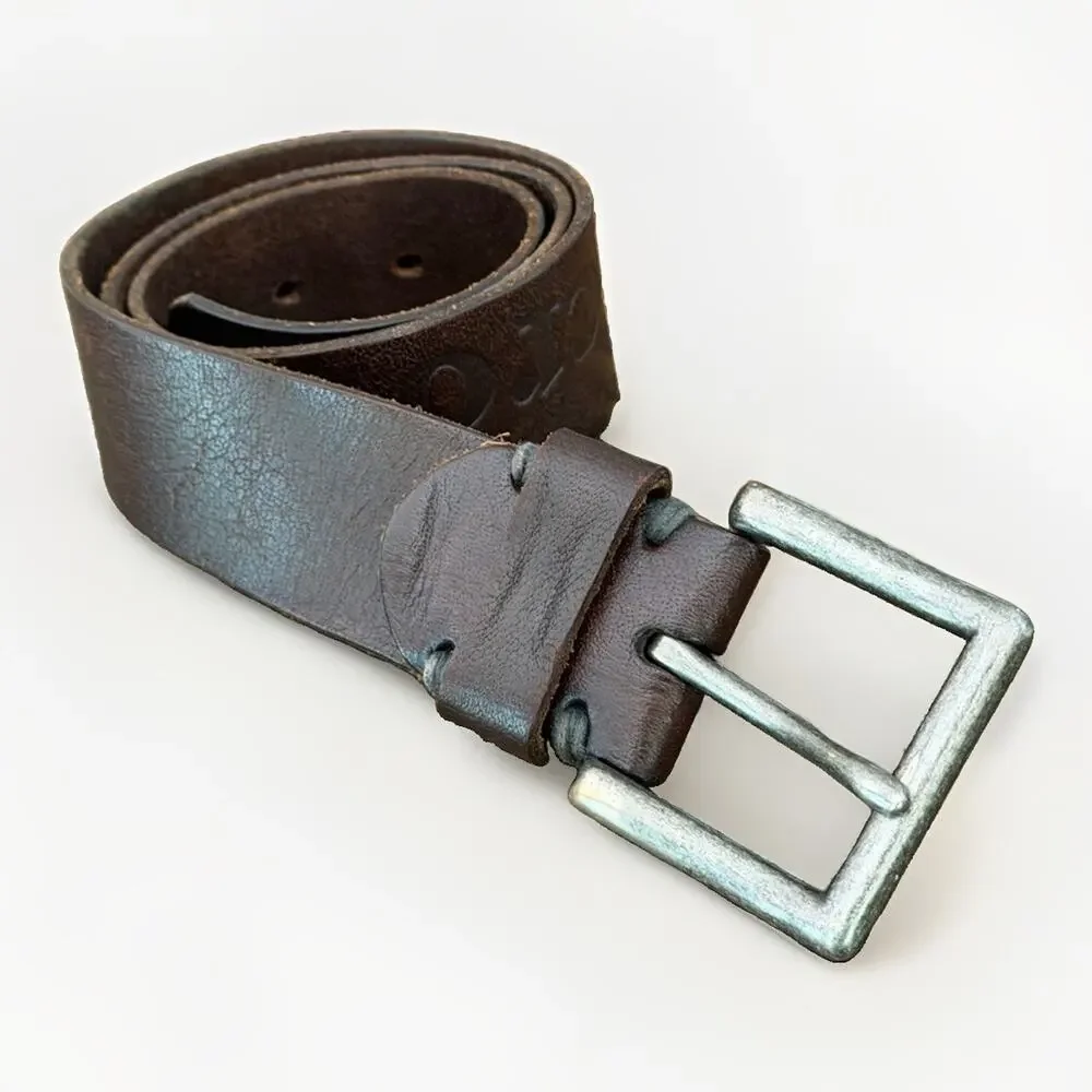 Vintage Y2K ABERCROMBIE & FiITCH Moose Embossed Leather Belt Brown Size S / M